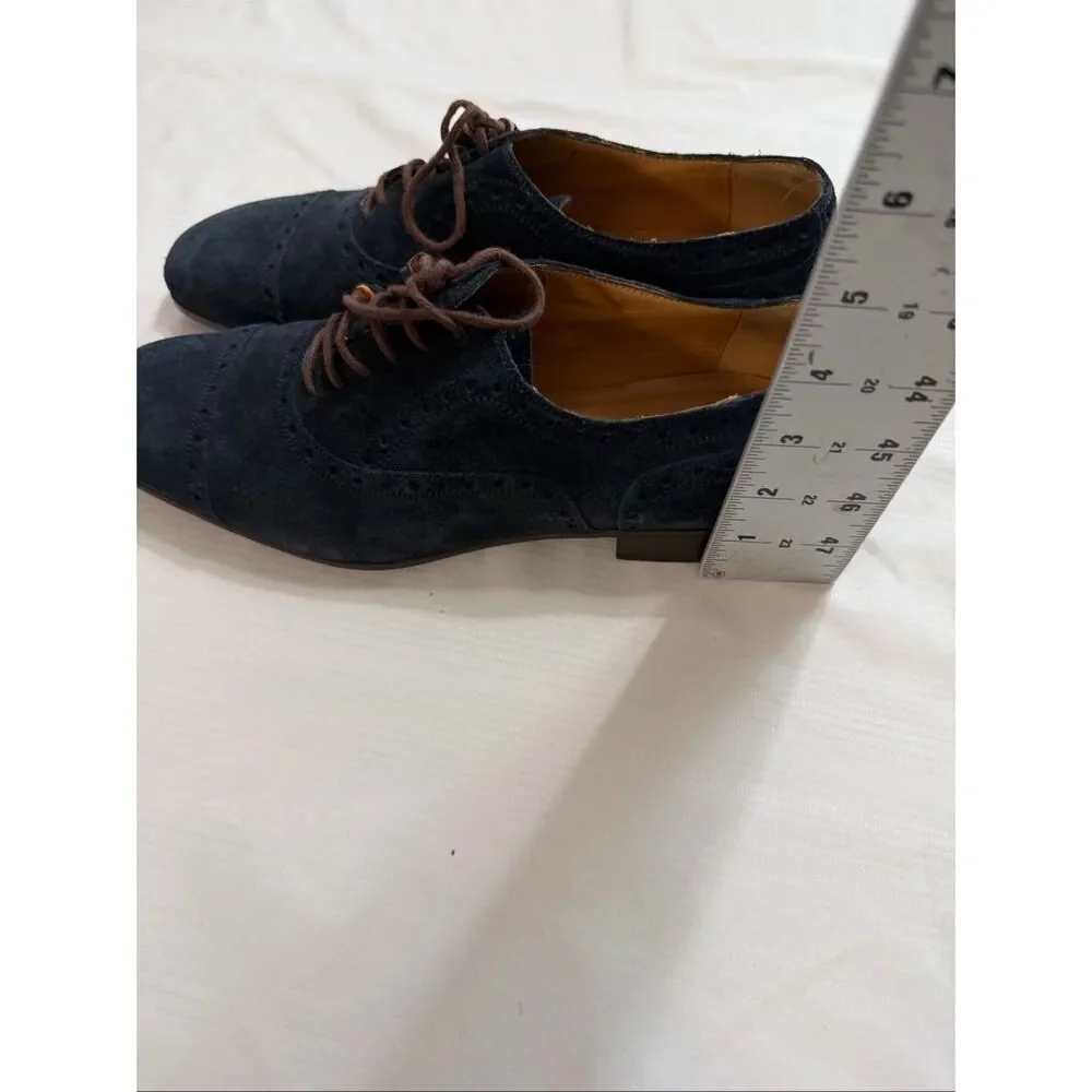 Gucci Navy Blue Suede Bamboo Tassel Lace Up Oxfords Men’s Size 6 1/2